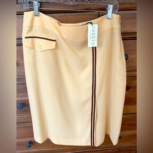 Takezo Pencil Skirt Soft Lemon Left Brown Stripe Right Pocket Size 10